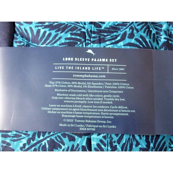 Tommy Bahama Men's Long Sleeve Island Life 2 Piece PJ set Tropical Navy Blue NWT - Picture 5 of 5